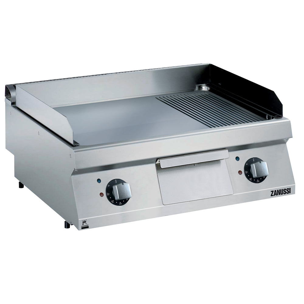 Electric 800mm Smooth and Ribbed Polished Chrome Plate Fry Top