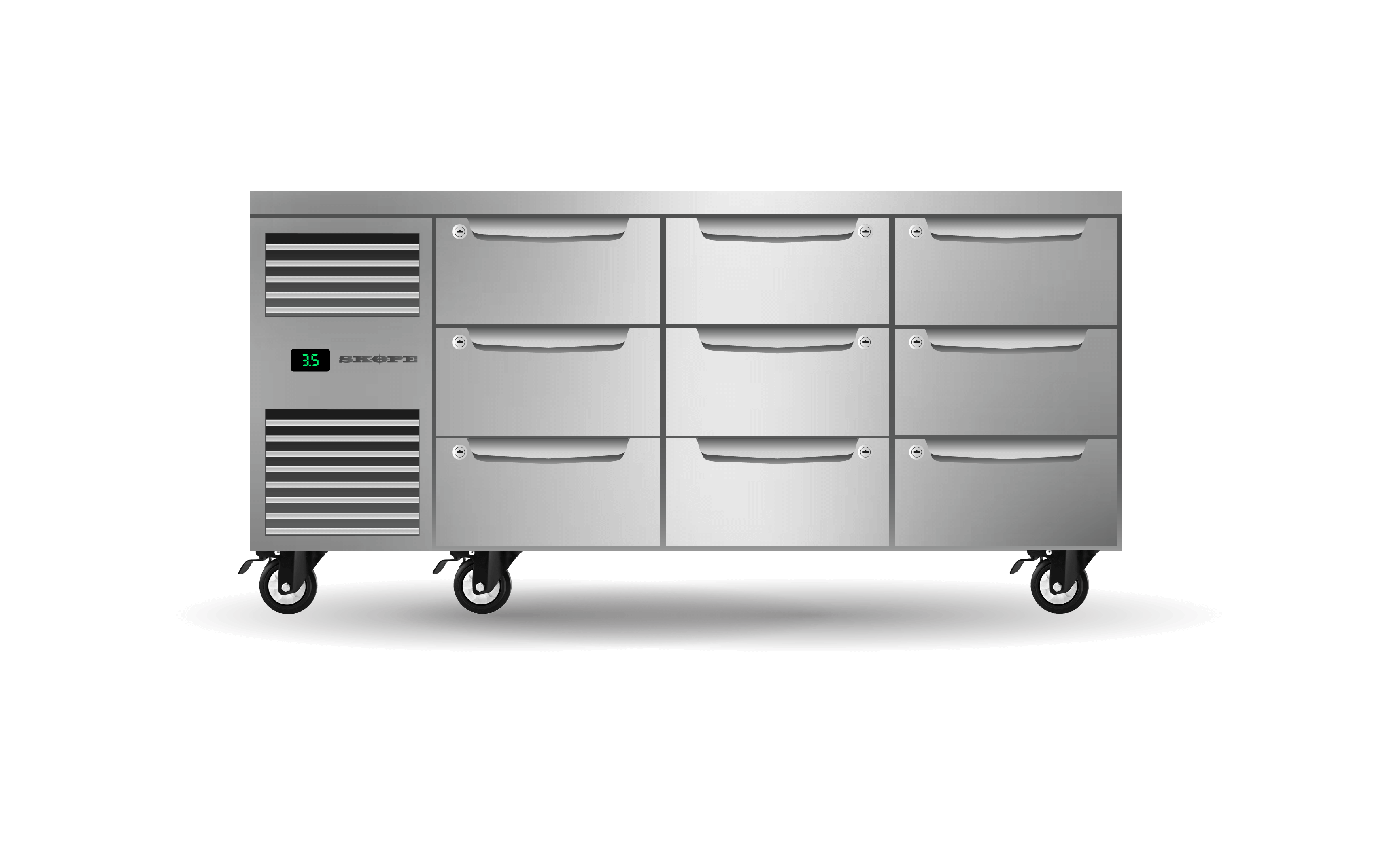 SKOPE – Nine Drawer, Three Bay, Underbench GN 1/1 Fridge PG11.UBR.3.D9
