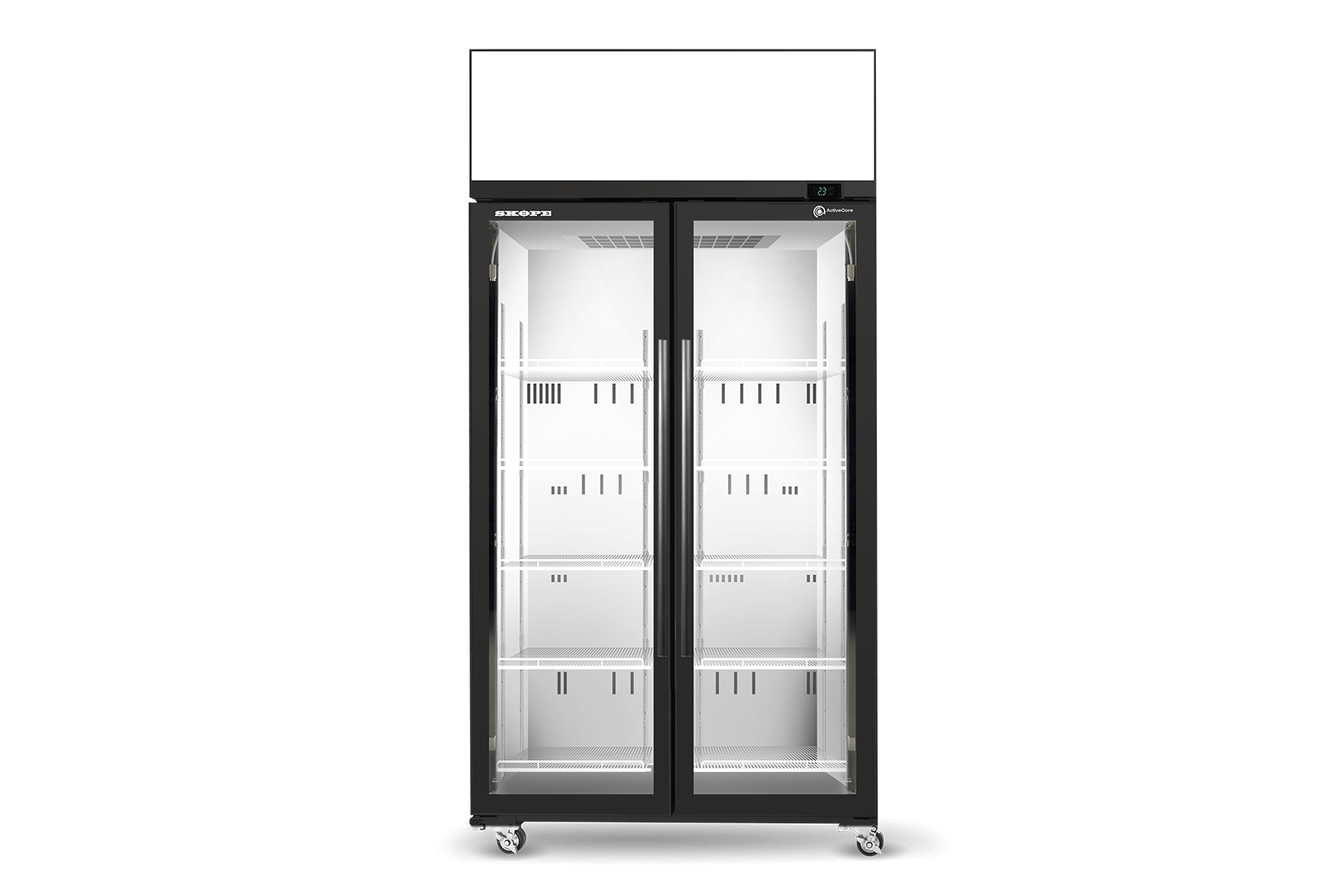 SKT1000N-AC 2 Glass Door Display or Storage Fridge, Lit Sign