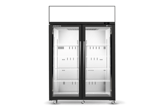 SKT1300N-AC 2 Glass Door Display or Storage Fridge, Lit Sign