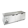 HJ3SCBA-000-N Jade Sandwich - Three Door White Colorbond Prep Counter Refrigerator With Blown Air Well - Without Canopy
