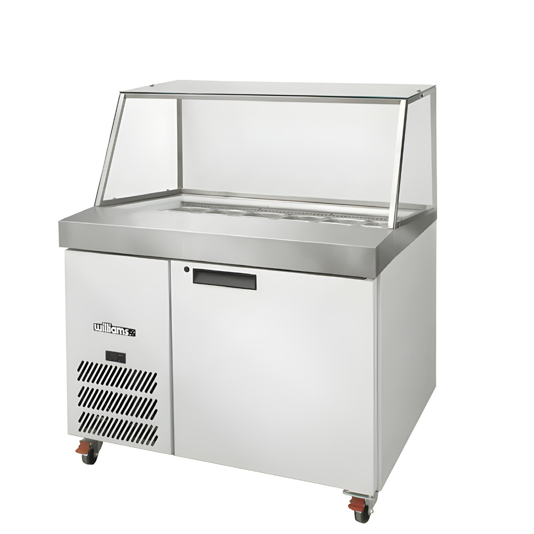 HSP18UBASS-000-N Banksia - One Door Stainless Steel Prep Counter Refrigerator With Angled Blown Air Well - Without Canopy