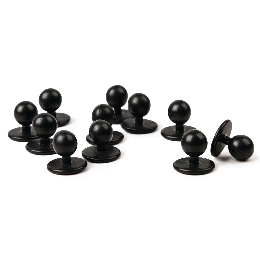 Whites Stud Buttons Black (Pack 12)