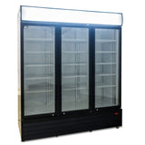 1500L Triple Door Upright Display Fridge - Glass Door