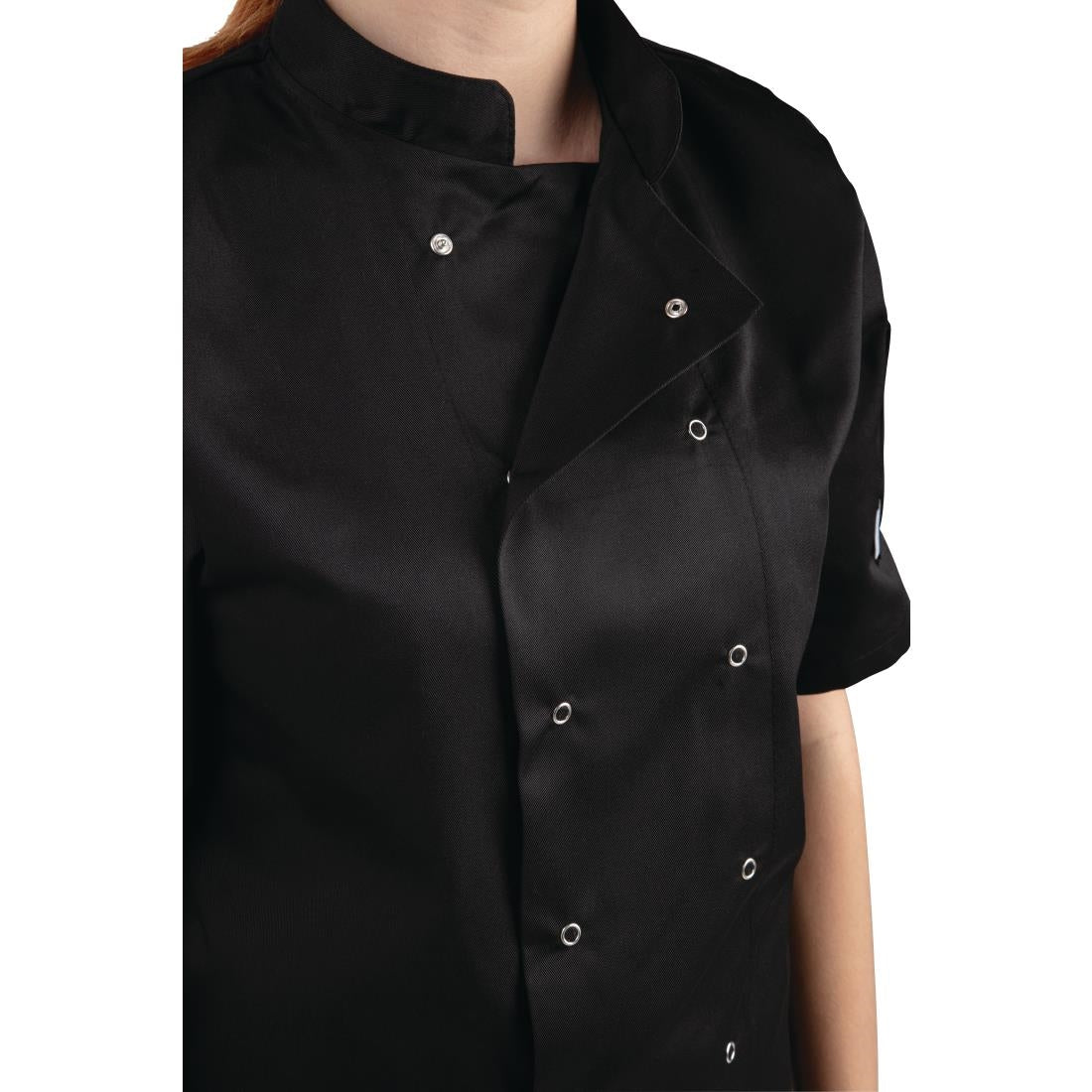 Whites Vegas Chefs Jacket Short Sleeve Black Polycotton - Size L