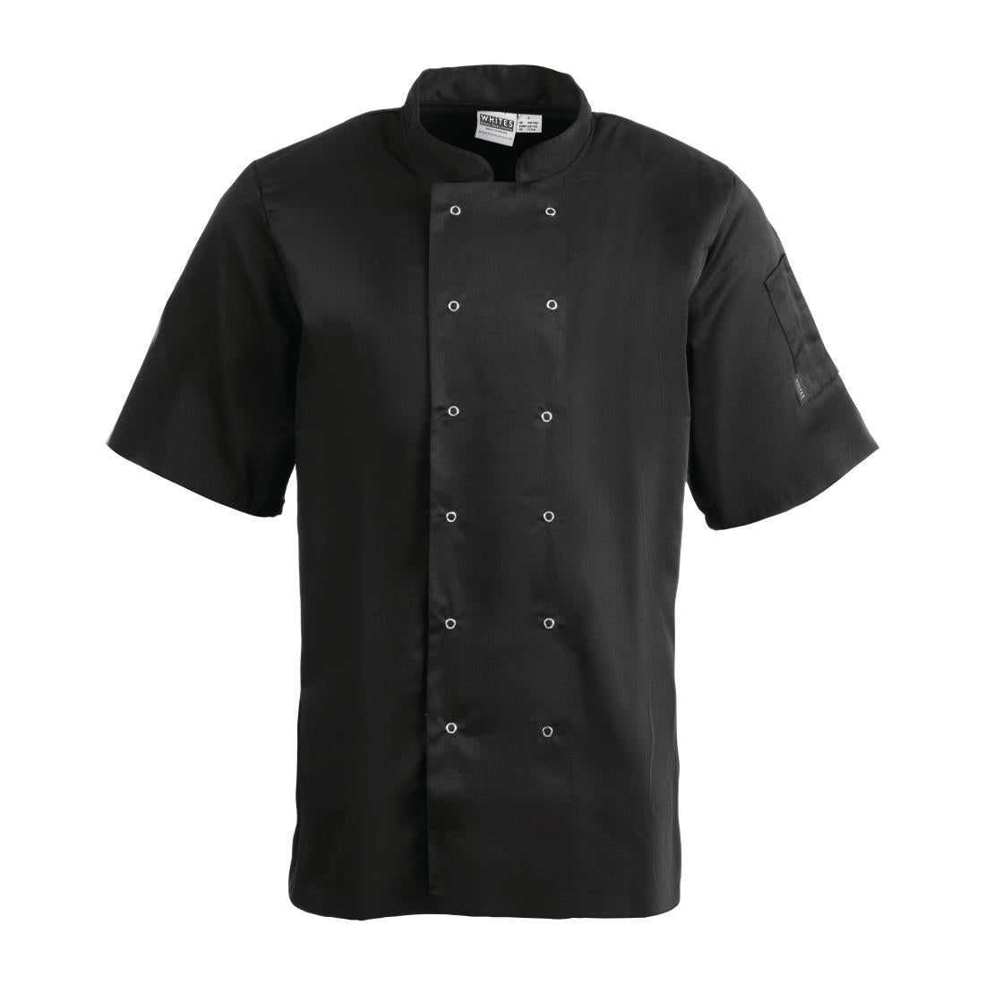 Whites Vegas Chefs Jacket Short Sleeve Black Polycotton - Size L