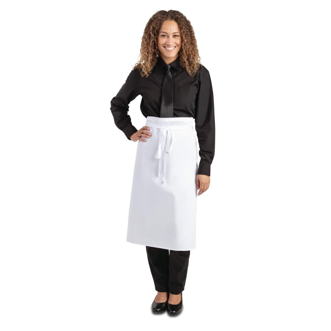 Whites Regular Waist Apron White Polycotton - 36x30" Long