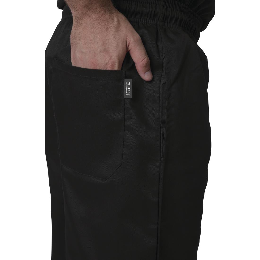 Whites Vegas Chefs Trousers Black Polycotton - Size XL