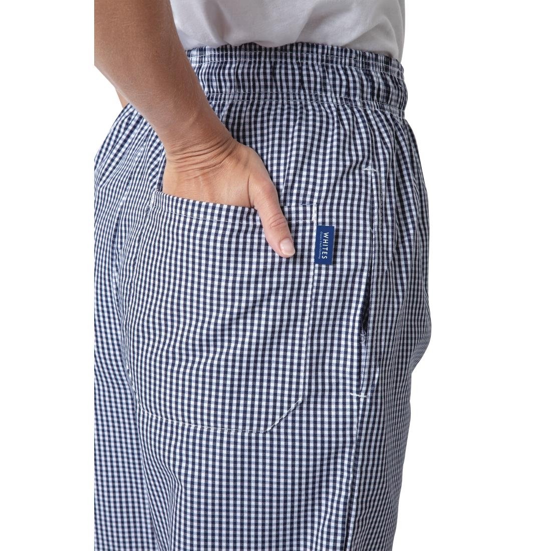 Whites Vegas Small Blue & White Check Trousers Polycotton - Size XS