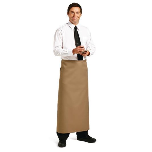 Whites Long Bistro Apron Tan- 1000x1000mm 39.4x39.4"