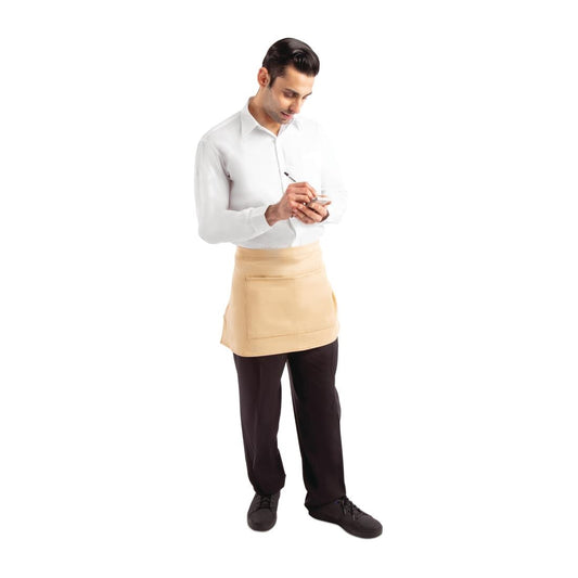 Southside Bistro Apron Denim Khaki with Tan Tie - 700x430mm