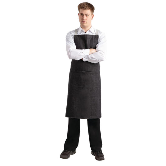 Southside X-Cross Back Bib Apron Denim Black - 1000x700mm