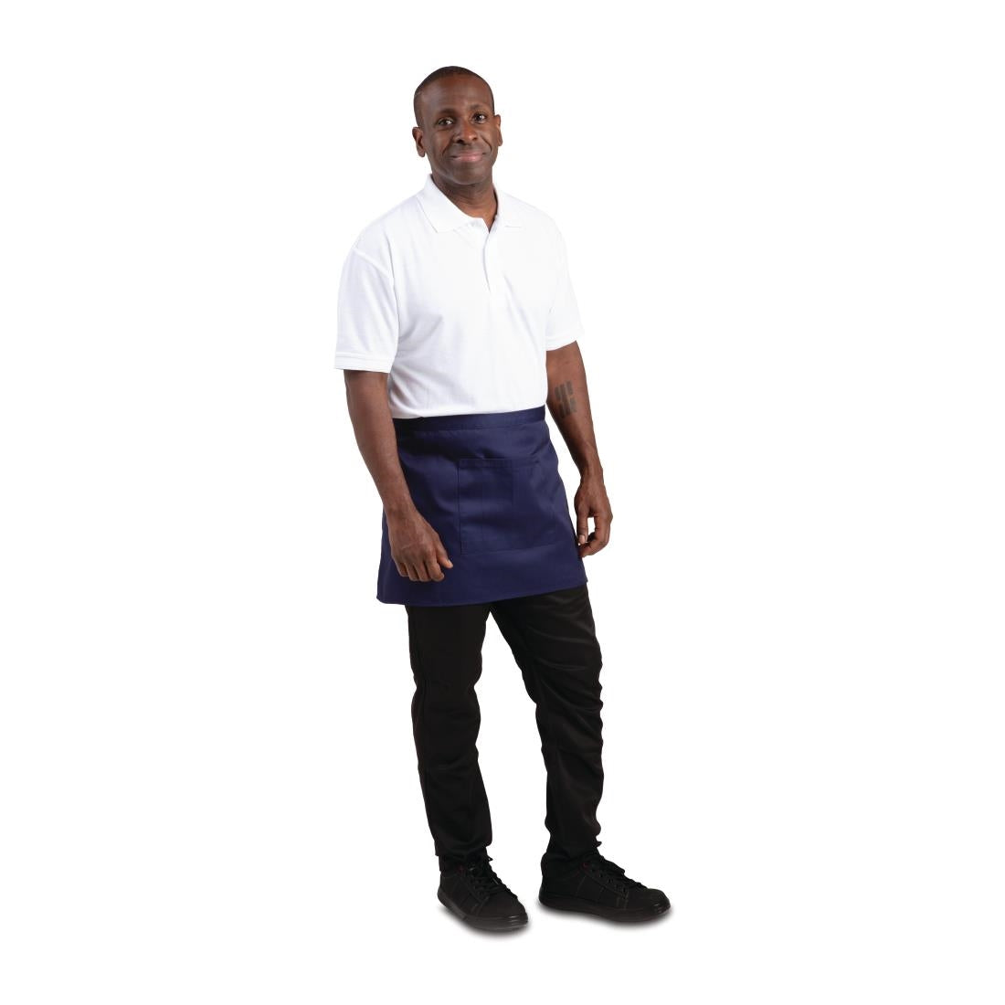 Whites Short Bistro Apron Navy Blue - 750x373mm 29.5x14.7"