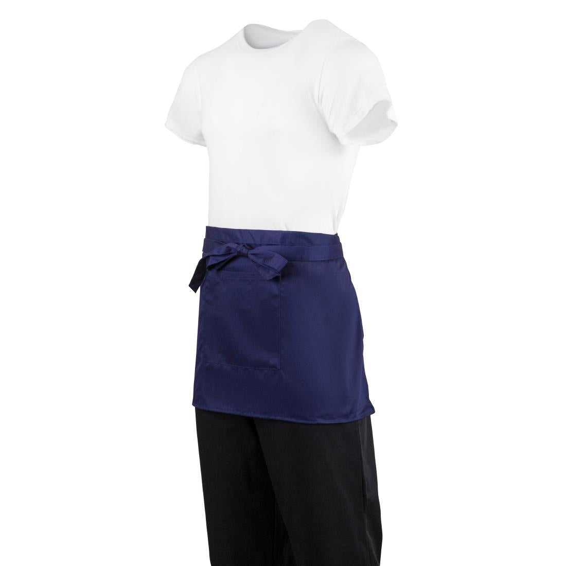 Whites Short Bistro Apron Navy Blue - 750x373mm 29.5x14.7"