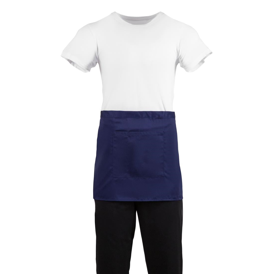 Whites Short Bistro Apron Navy Blue - 750x373mm 29.5x14.7"