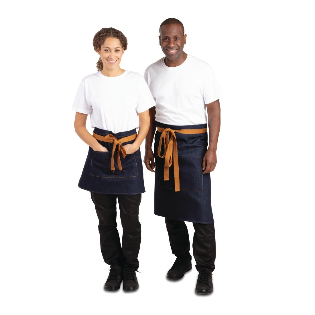 Southside Waist Apron Denim Blue (Tan Ties) - 700x430mm