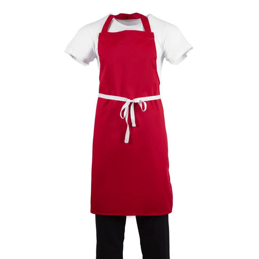 Whites Bib Apron Polycotton Red