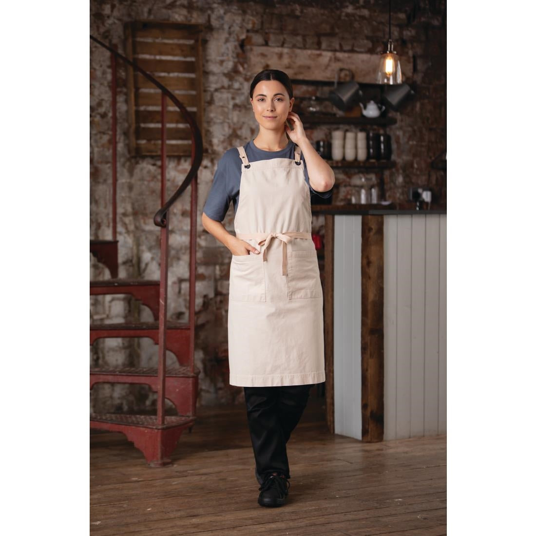 Southside Cotton Canvas Bib Apron Stone