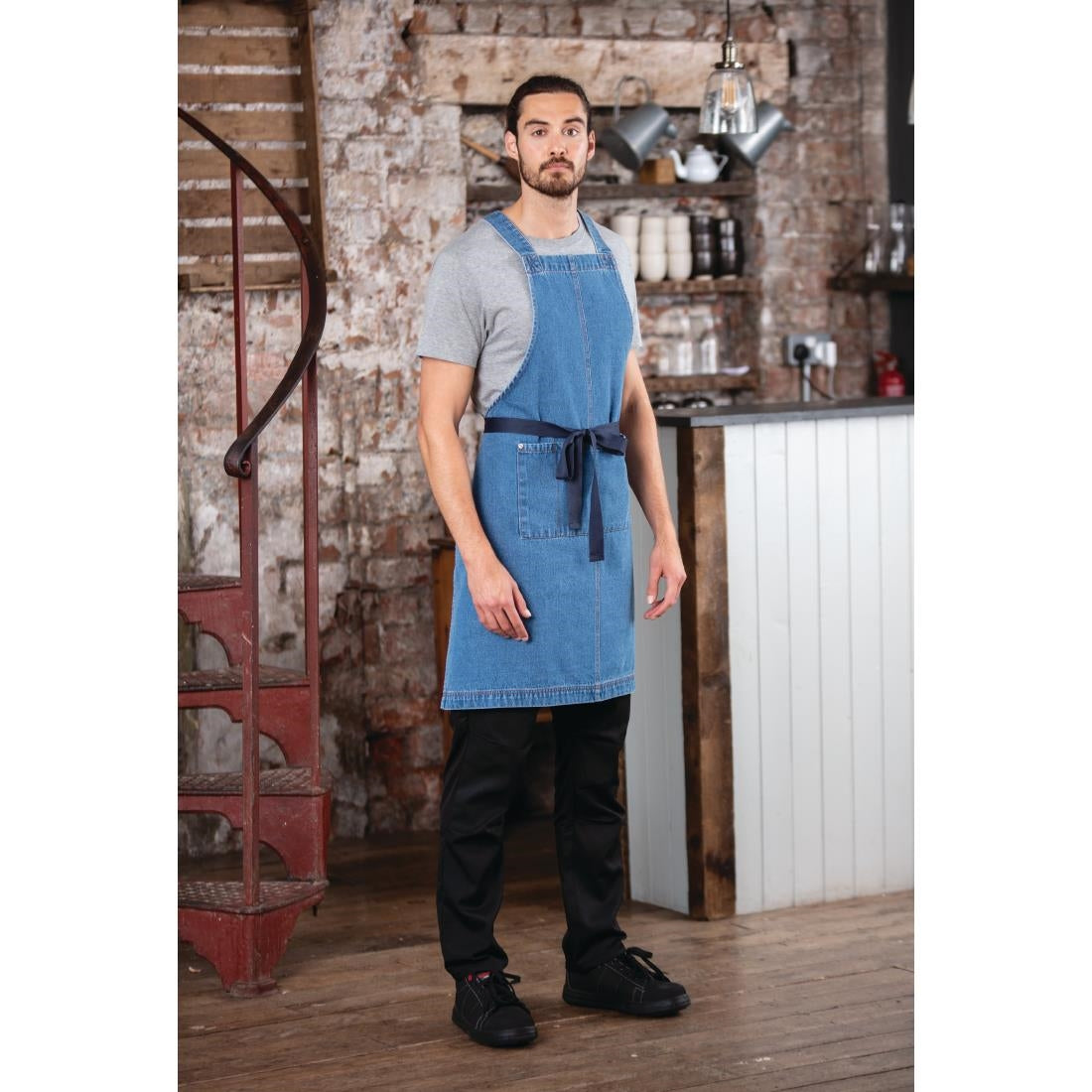 Southside Denim Bib Apron Light Blue