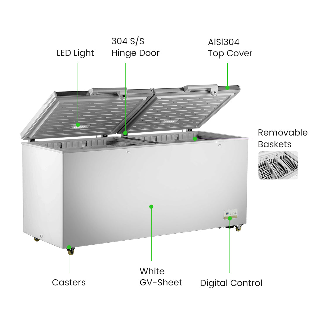 Thermaster 600L Chest Freezer with Stainless Steel Lid - BD600F
