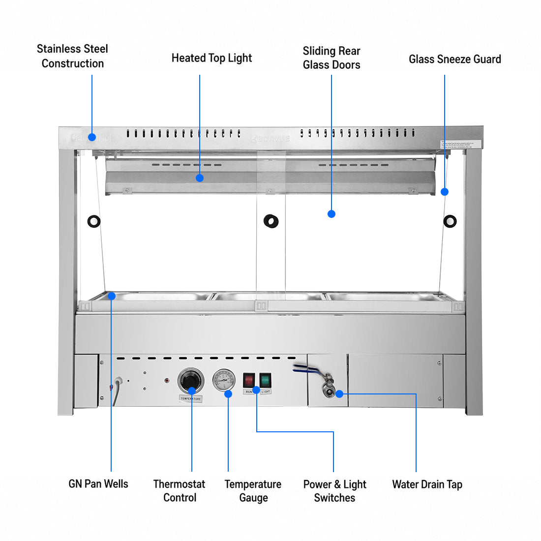 Bonvue Angled Countertop Wet and Dry Bain Marie - BM11TC