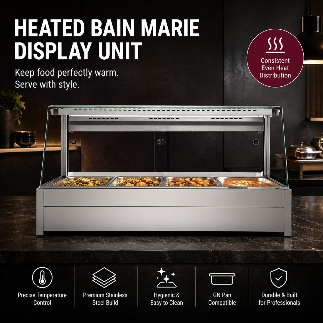 Bonvue Angled Countertop Wet and Dry Bain Marie BM14TC