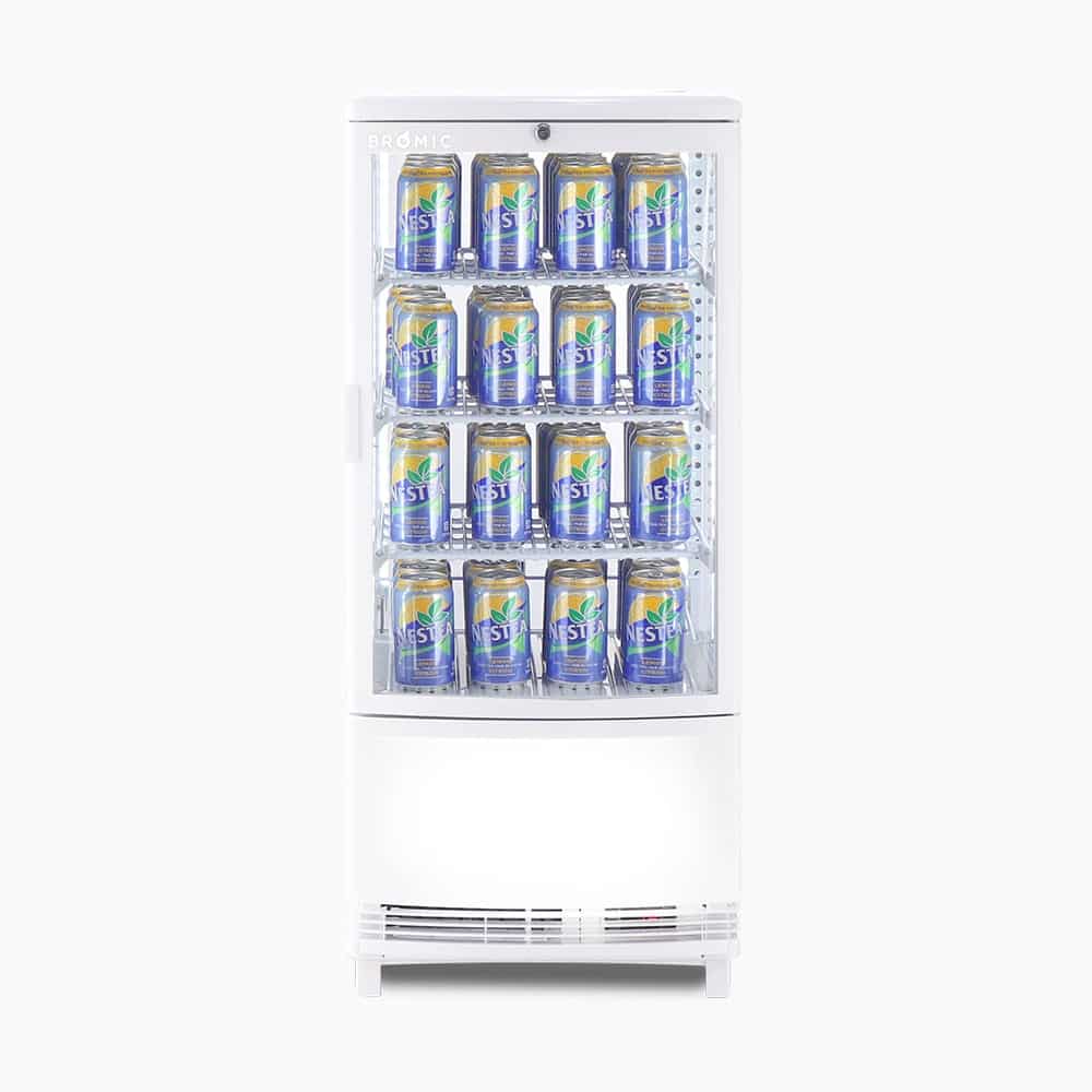 Countertop Fridge - 80L - 1 Door - Curved Glass - White