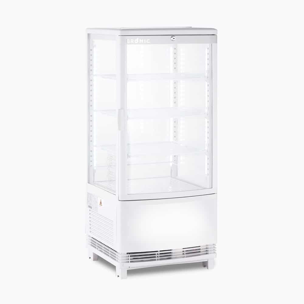 Countertop Fridge - 80L - 1 Door - Curved Glass - White