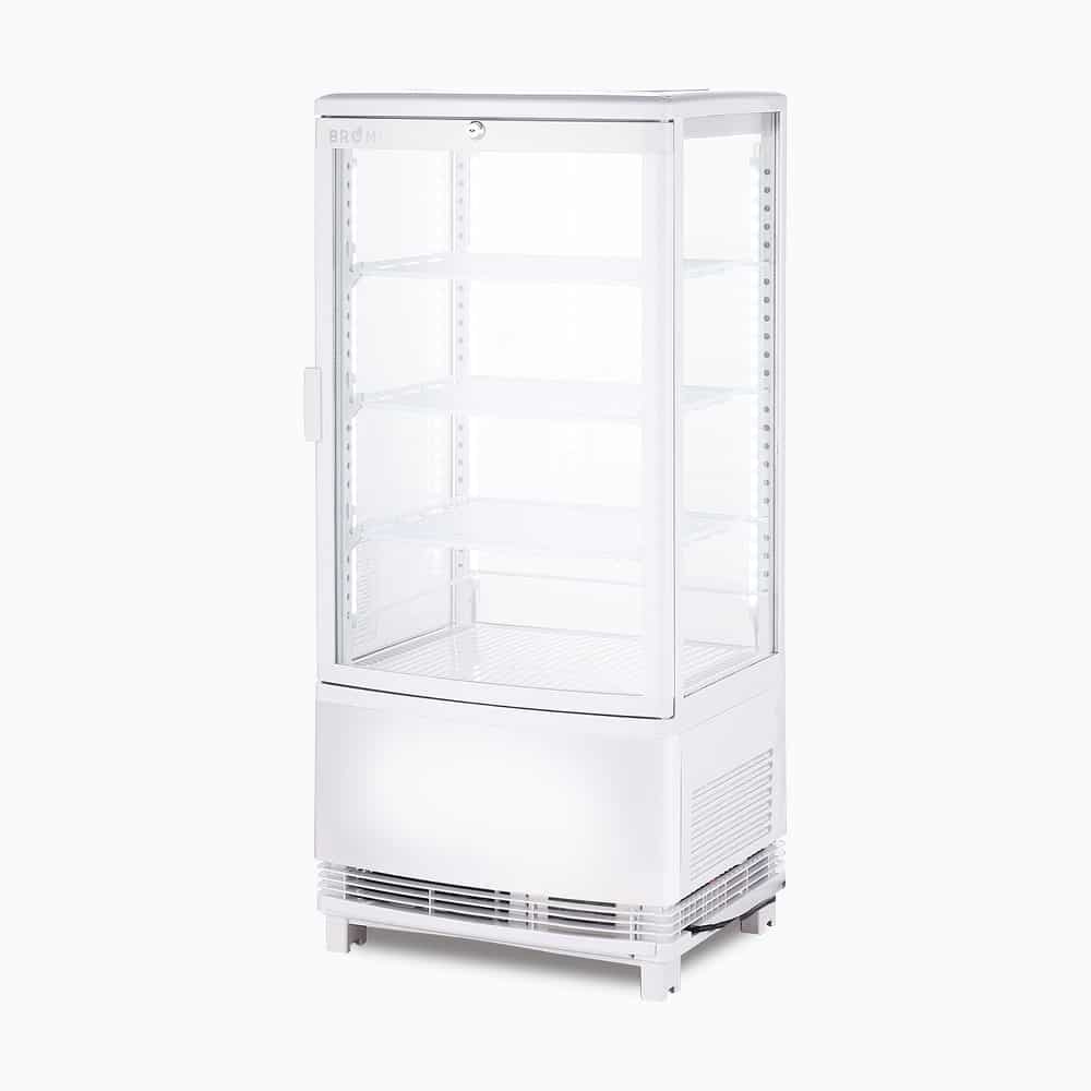 Countertop Fridge - 80L - 1 Door - Curved Glass - White