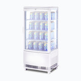 Countertop Fridge - 80L - 1 Door - Curved Glass - White