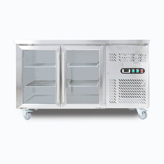 Under Bench Display Fridge - 282L - 2 Doors - Glass