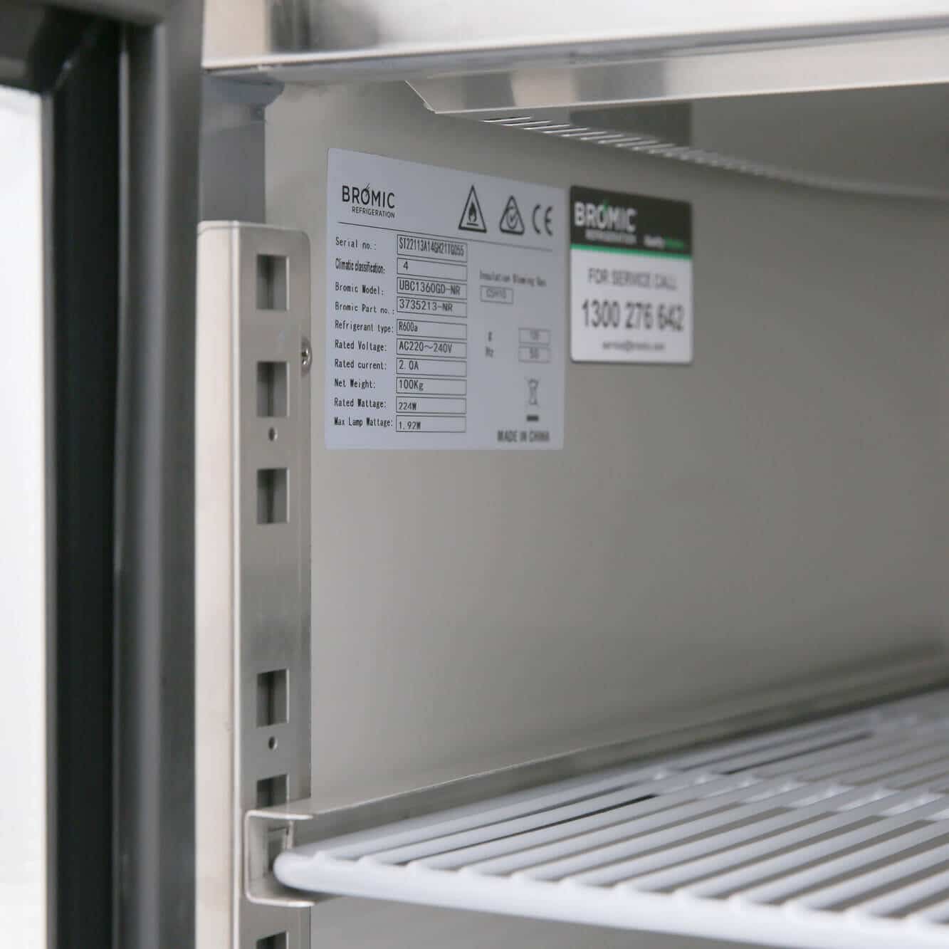 Under Bench Display Fridge - 282L - 2 Doors - Glass