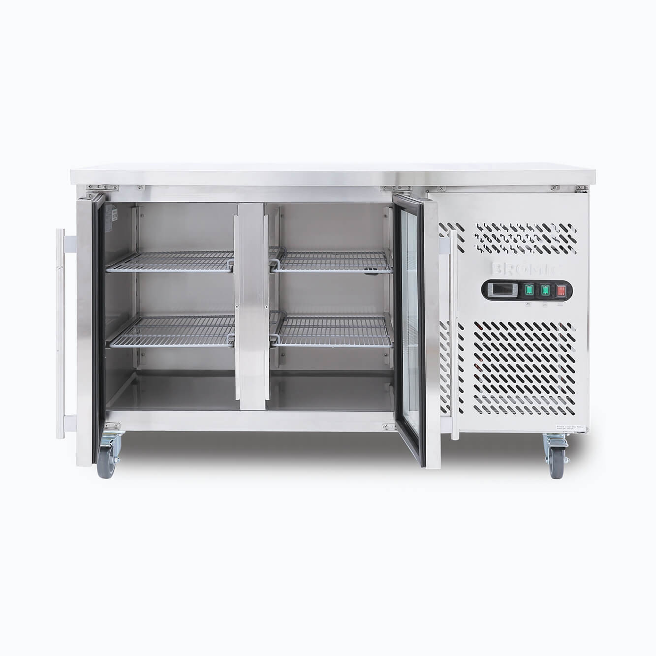 Under Bench Display Fridge - 282L - 2 Doors - Glass