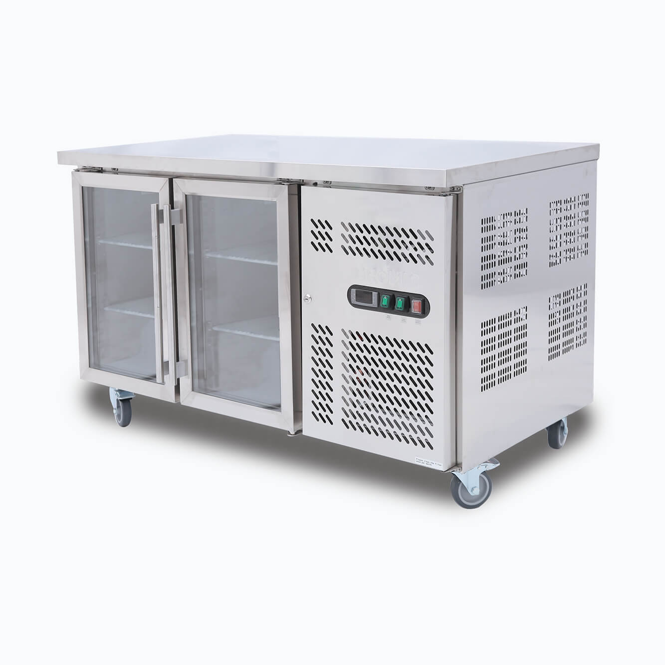 Under Bench Display Fridge - 282L - 2 Doors - Glass