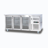 Under Bench Display Fridge - 417L - 3 Doors - Glass