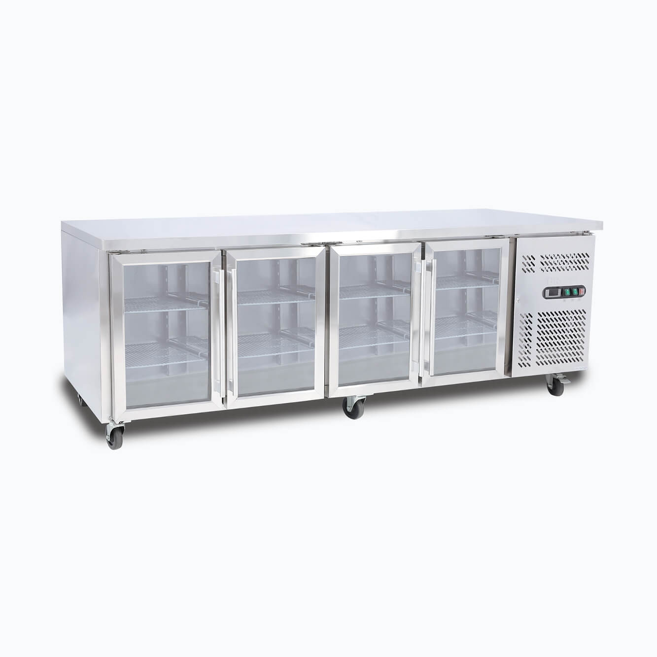 Under Bench Display Fridge - 553L - 4 Doors - Glass