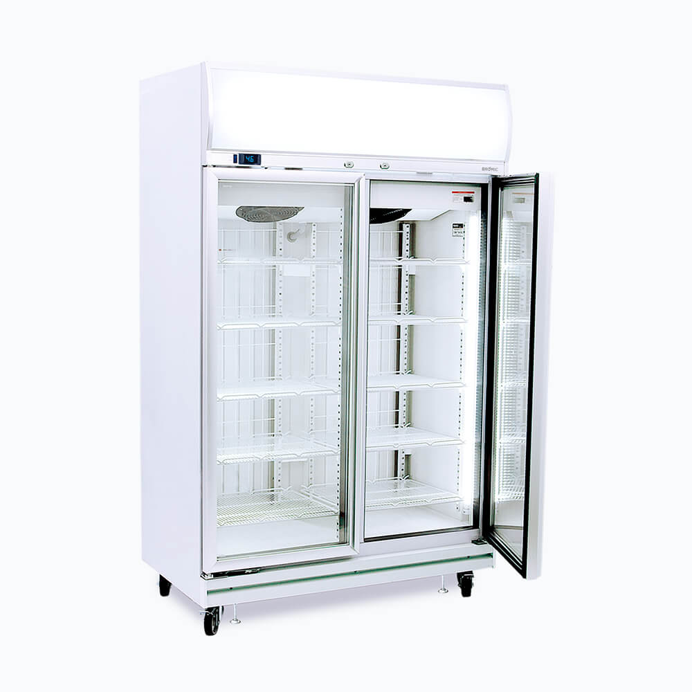 Upright Display Freezer - 976L - 2 Doors - Flat Glass - Lightbox