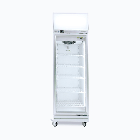 Upright Display Fridge - 444L - 1 Door - Flat Glass - Lightbox