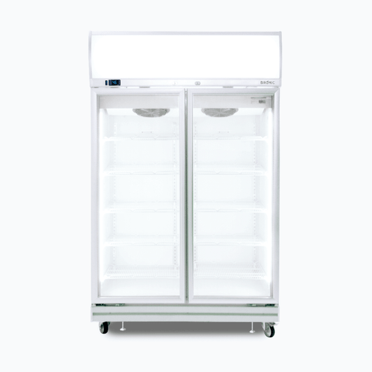 Upright Display Fridge - 976L - 2 Doors - Flat Glass - Lightbox