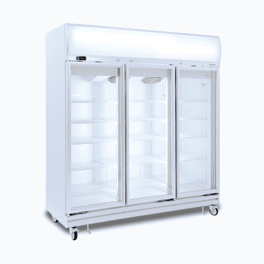 Upright Display Fridge - 1507L - 3 Doors - Flat Glass - Lightbox