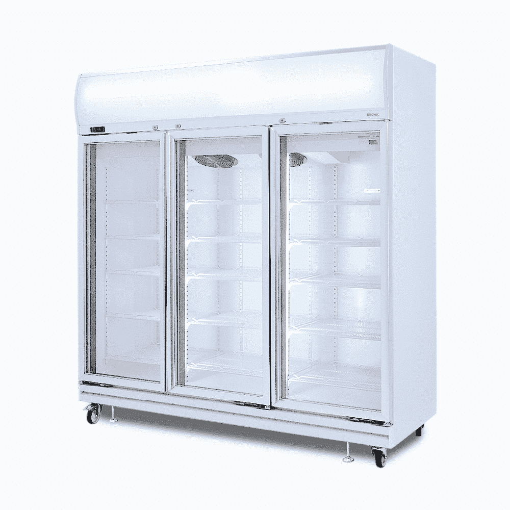 Upright Display Fridge - 1507L - 3 Doors - Flat Glass - Lightbox