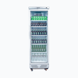 Upright Display Fridge - 372L - 1 Door - Flat Glass - White with Silver Trim