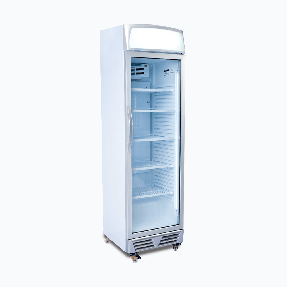 Upright Display Fridge - 372L - 1 Door - Flat Glass - Lightbox