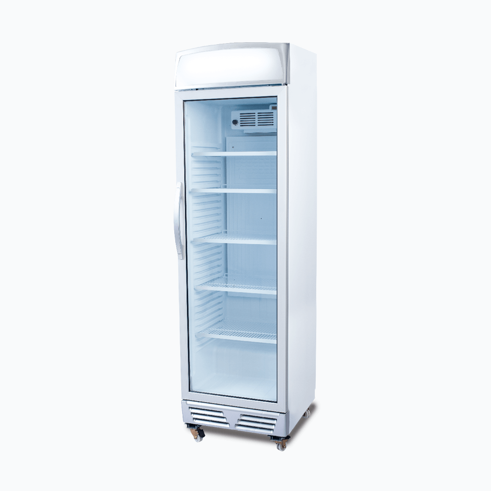 Upright Display Fridge - 372L - 1 Door - Flat Glass - Lightbox