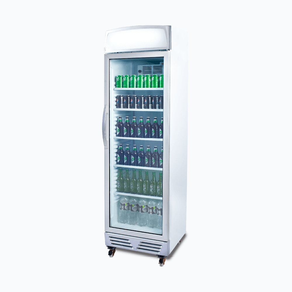 Upright Display Fridge - 372L - 1 Door - Flat Glass - Lightbox