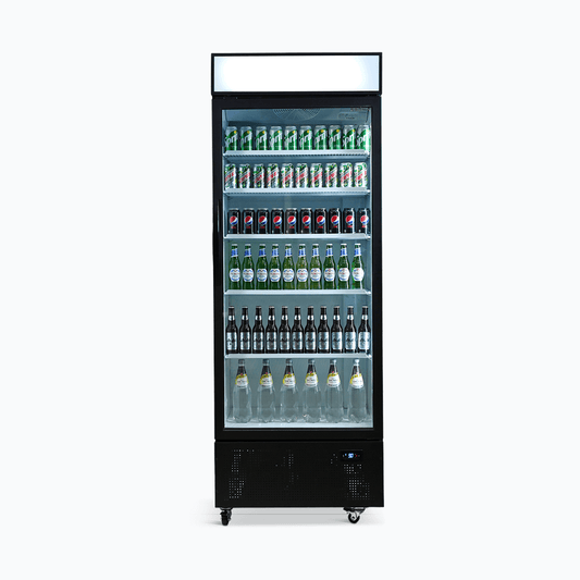 Upright Display Fridge - 659L - 1 Door - Flat Glass - Lightbox