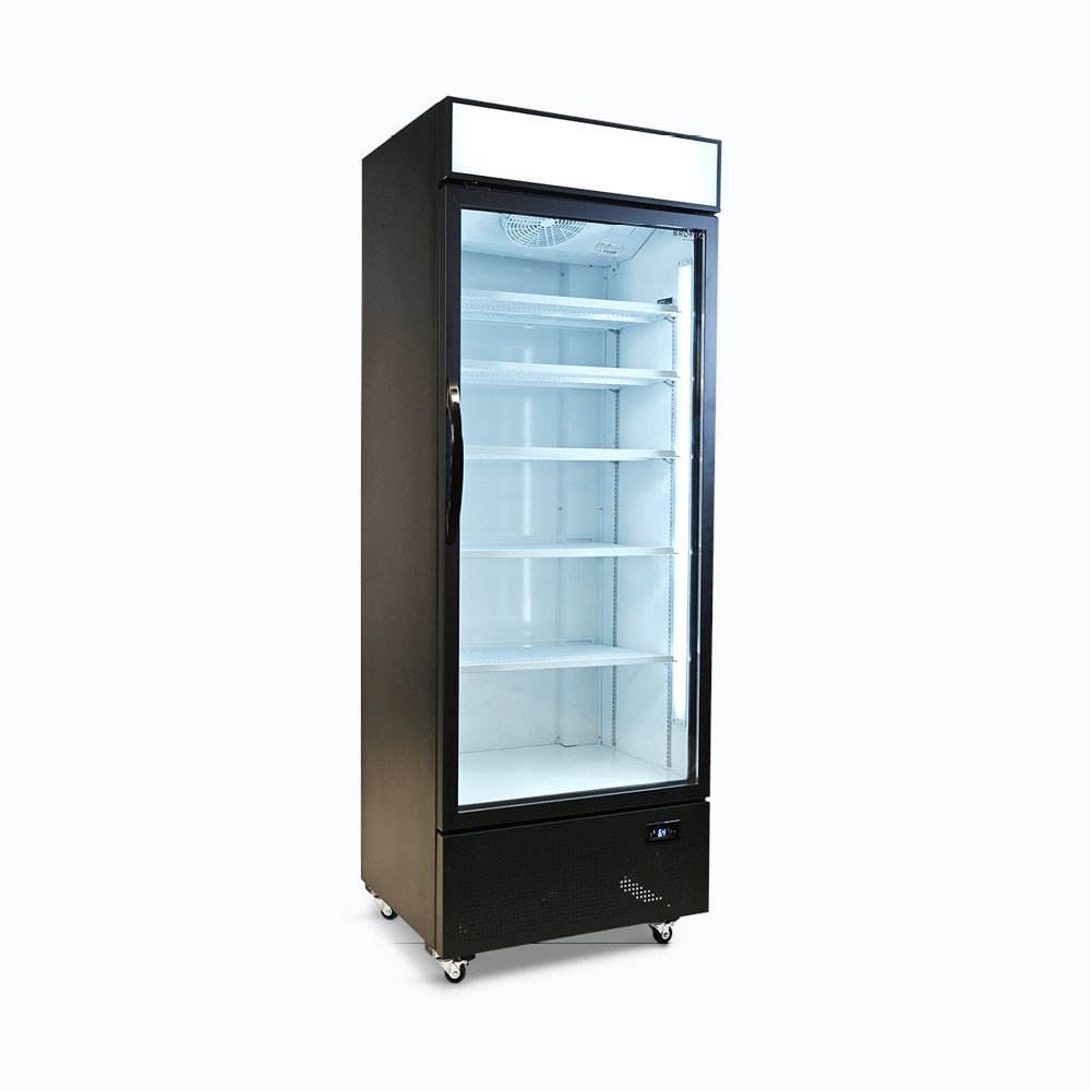 Upright Display Fridge - 659L - 1 Door - Flat Glass - Lightbox