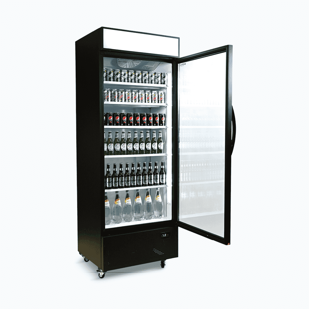 Upright Display Fridge - 659L - 1 Door - Flat Glass - Lightbox