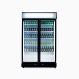 Upright Display Fridge - 885L - 2 Doors - Flat Glass - Black