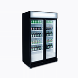 Upright Display Fridge - 885L - 2 Doors - Flat Glass - Black